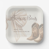 Beige laarzen of bogen Waterverf gender openbaren Papieren Bordje (Voorkant)