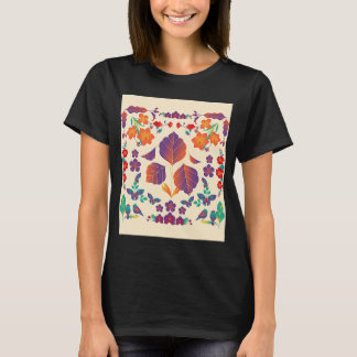 Beige laat Scandi Flower Ethnic Cute Autumn Herfst T-shirt
