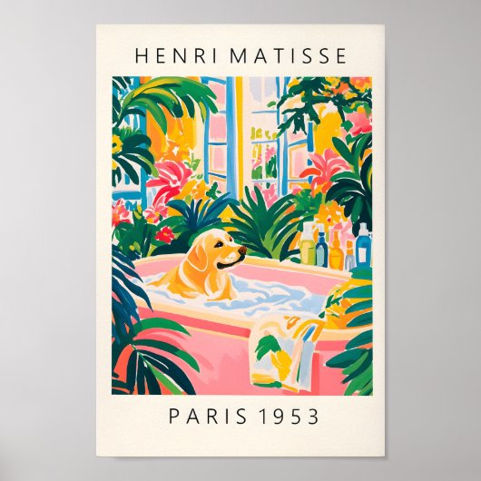 Beige Labrador in bad, Dog Art Print, grappige bar Poster (Voorkant)