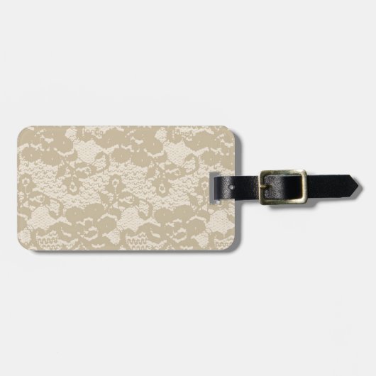 Beige lace bagagelabel (Voorkant horizontaal)