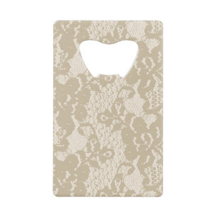 Beige lace creditkaart flessenopener