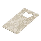 Beige lace creditkaart flessenopener (Voorkant Gekanteld)