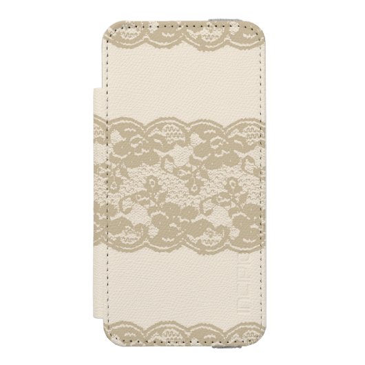 Beige lace incipio iPhone portemonnee hoesje (Voorkant Agenda)