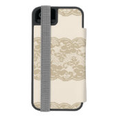 Beige lace incipio iPhone portemonnee hoesje (Agenda Achterkant)