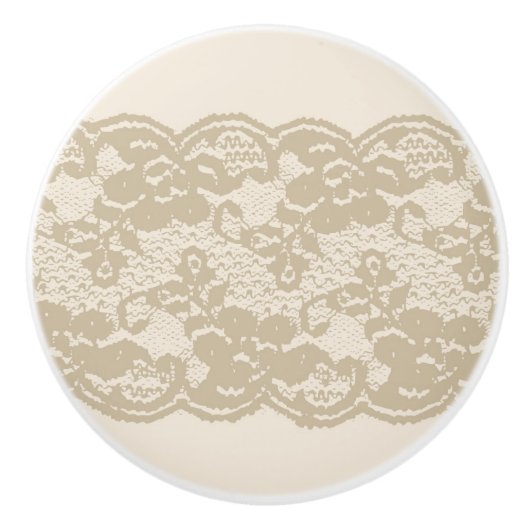 Beige lace keramische knop (Voorkant)