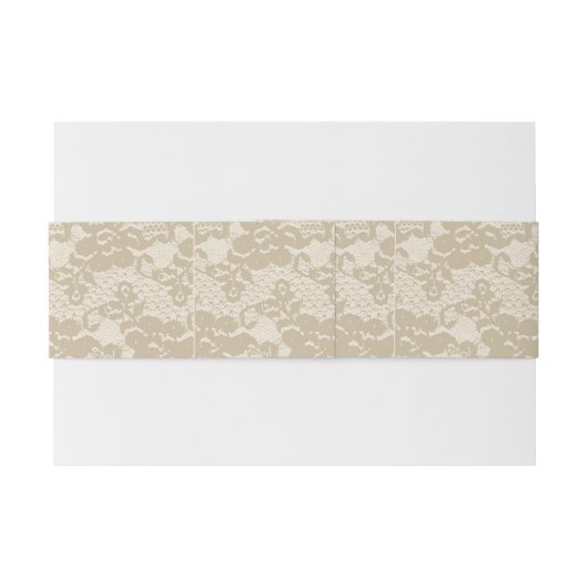 Beige lace uitnodigingen wikkel (Achterkant Voorbeeld)