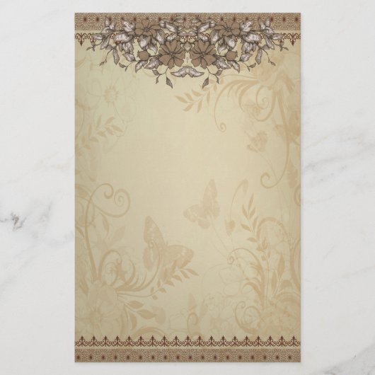 Beige  Lace Wedding Briefpapier (Voorkant)