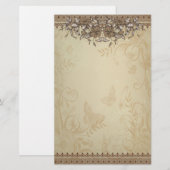 Beige  Lace Wedding Briefpapier (Voorkant / Achterkant)