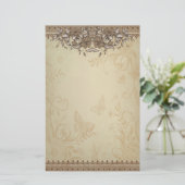 Beige  Lace Wedding Briefpapier (Staand voorkant)