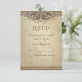 Beige Lace Wedding RSVP Kaartje (Staand voorkant)