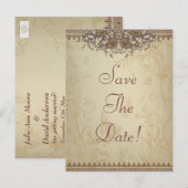 Beige  Lace Wedding Save the Date Aankondigingskaart (Voorkant / Achterkant)