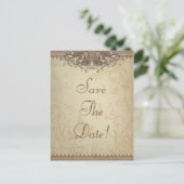 Beige  Lace Wedding Save the Date Aankondigingskaart (Staand voorkant)