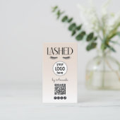 Beige Lashed Eyelashes Minimalist QR Code Social Visitekaartje (Staand voorkant)