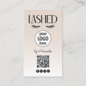 Beige Lashed Eyelashes Minimalist QR Code Social Visitekaartje (Voorkant)