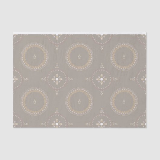 Beige Latte Elegant Ornamental Floral Tissuepapier (Voorkant)