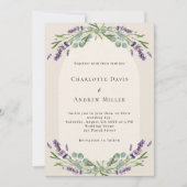 Beige lavendel bloemengroen luxe bruiloft kaart (Voorkant)