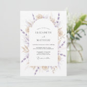Beige Lavendel Ethische Bloem Bruiloft Kaart (Staand voorkant)