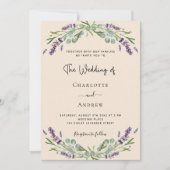 Beige lavendel groen violette bruiloft kaart (Voorkant)