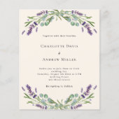 Beige lavendel paarse budget bruiloft uitnodiging (Voorkant)