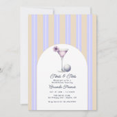 Beige Lavendel Preppy Martini Golf Bruiloftsborrel Kaart (Voorkant)