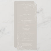 Beige Leaf Motif Thanksgiving Flat 4 Course Menu (Voorkant / Achterkant)