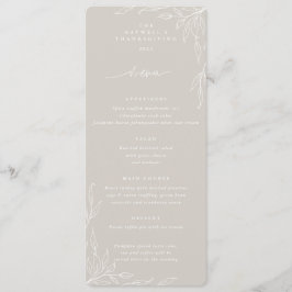 Beige Leaf Motif Thanksgiving Flat 4 Course Menu