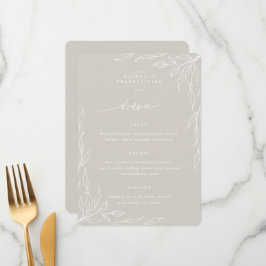 Beige Leaf Motif Thanksgiving Menu