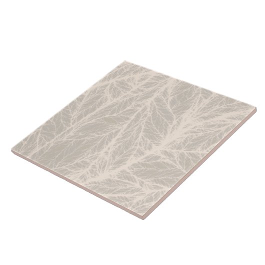 Beige Leaf Texture Ceramic Tegel Tegeltje (Zijkant)