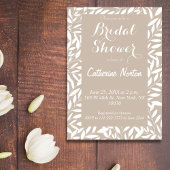 Beige Leaves Vrijgezellenfeest Floral Minimalist Kaart