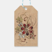 Beige leder en bloemen cadeaulabel (Achterkant)