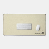 Beige lederen textuur aangepaste monogram naam bureaumat (Keyboard & Muis)