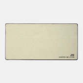 Beige lederen textuur aangepaste monogram naam bureaumat (Voorkant)