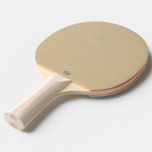 Beige Lederen Textuur Gouden Monogram Tafeltennisbatje