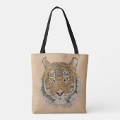 Beige leer en tijger tote bag (Achterkant)