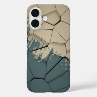 Beige & Leiste Blau Versleten Textuur Geometrische iPhone 16 Hoesje