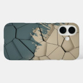 Beige & Leiste Blau Versleten Textuur Geometrische Case-Mate iPhone Case (Achterkant (horizontaal))