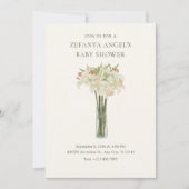 Beige leliebloem in vaas minimalistisch baby showe kaart (Voorkant)