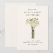 Beige leliebloem in vaas minimalistisch baby showe kaart (Voorkant / Achterkant)