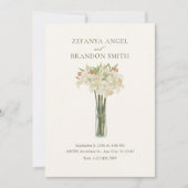 Beige leliebloem in vaas minimalistische bruiloft kaart (Voorkant)