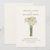 Beige leliebloem in vaas minimalistische bruiloft kaart (Voorkant / Achterkant)