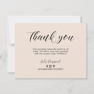 Beige Lettering Zakelijk Pakket Bedankkaart