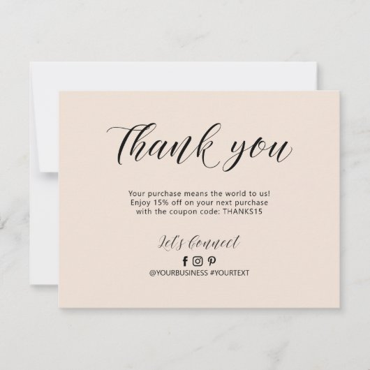 Beige Lettering Zakelijk Pakket Bedankkaart (Voorkant)