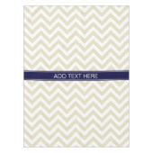 Beige Lg Chevron Navy Blue Name Monogram Tafelkleed (Voorkant)