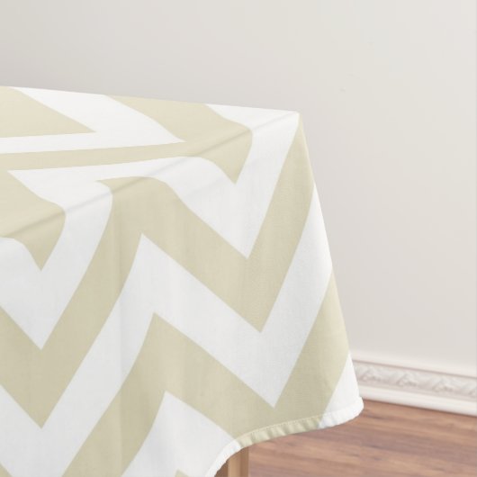 Beige Lg Chevron Navy Blue Name Monogram Tafelkleed (Voorbeeld)