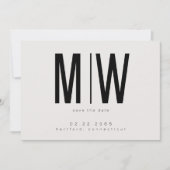 Beige Lg. Monogram Trouwkaart Save the Date (Voorkant)