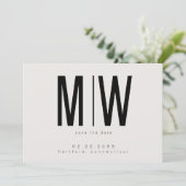 Beige Lg. Monogram Trouwkaart Save the Date (Staand voorkant)