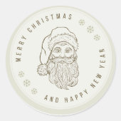 Beige lichtgroene  vrolijke kerst STICKER (Voorkant)