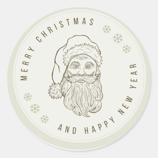Beige lichtgroene  vrolijke kerst STICKER (Voorkant)
