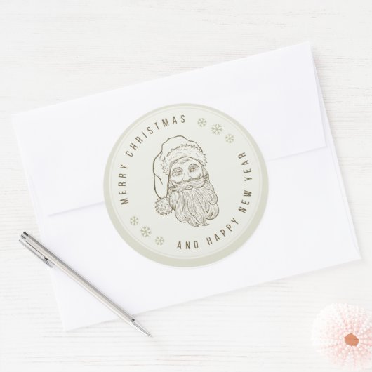 Beige lichtgroene  vrolijke kerst STICKER (Envelop)