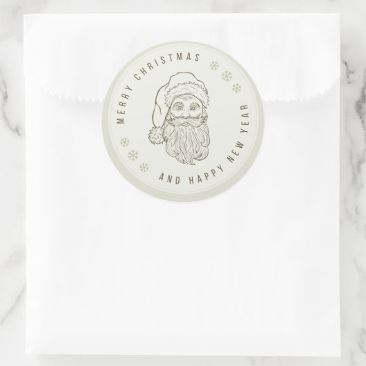 Beige lichtgroene  vrolijke kerst STICKER (Tas)
